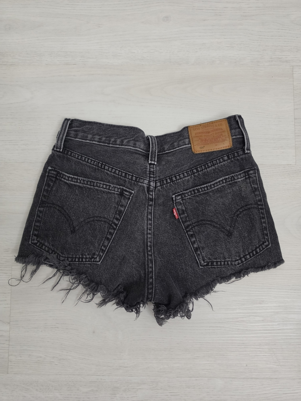 Levi's 501 Black Distressed Jean Cutoff Shorts - Picture 2 of 6